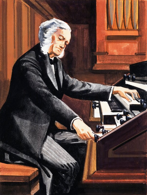 Homem, tocando, órgão de English School