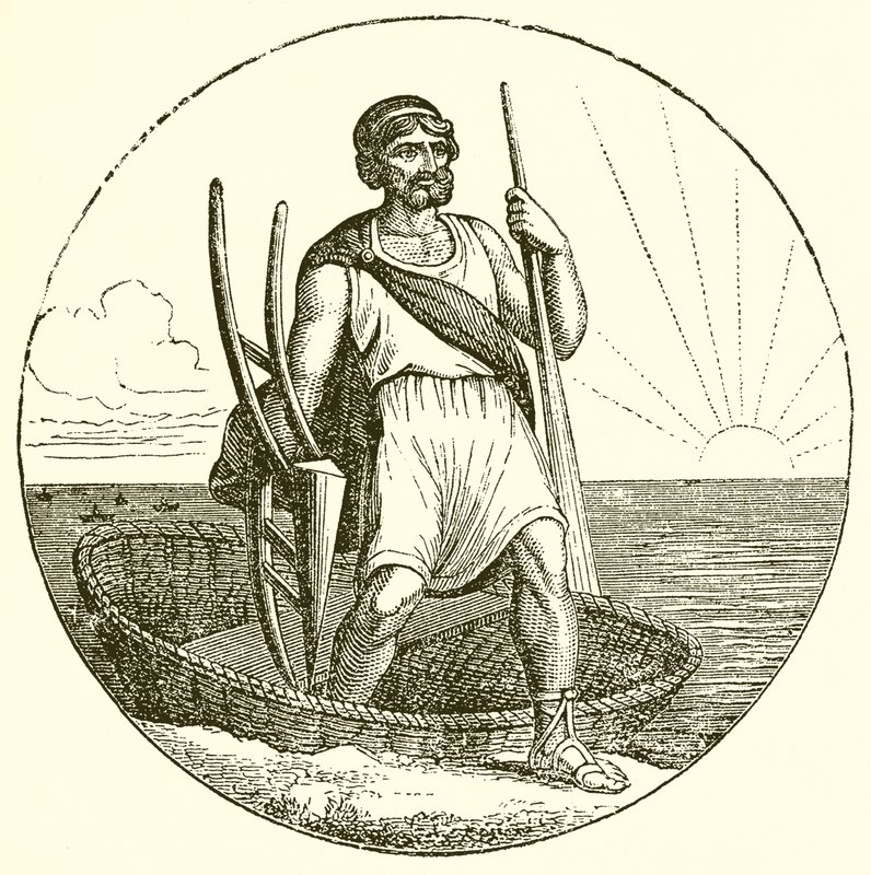 Homem, em, coracle de English School