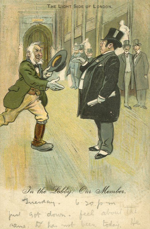 Homem apressado a apertar a mão do seu deputado (cor litho) de English School