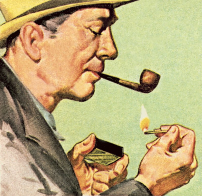 Homem, golpear, um, partida, para, acenda um cano de English School