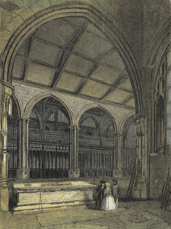 Catedral de Manchester, vista através do coro e batistério, da capela de Ely de English School