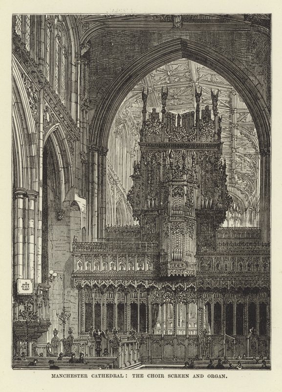 Catedral de Manchester, a tela do coro e órgão de English School
