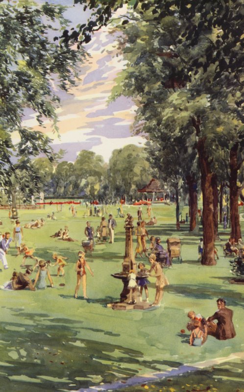 Manchester: Em Alexandra Park (cor litho) de English School