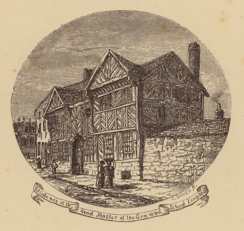 Manchester: Residência do Chefe do Mestrado da Escola de Gramática, Long Mill (gravura) de English School