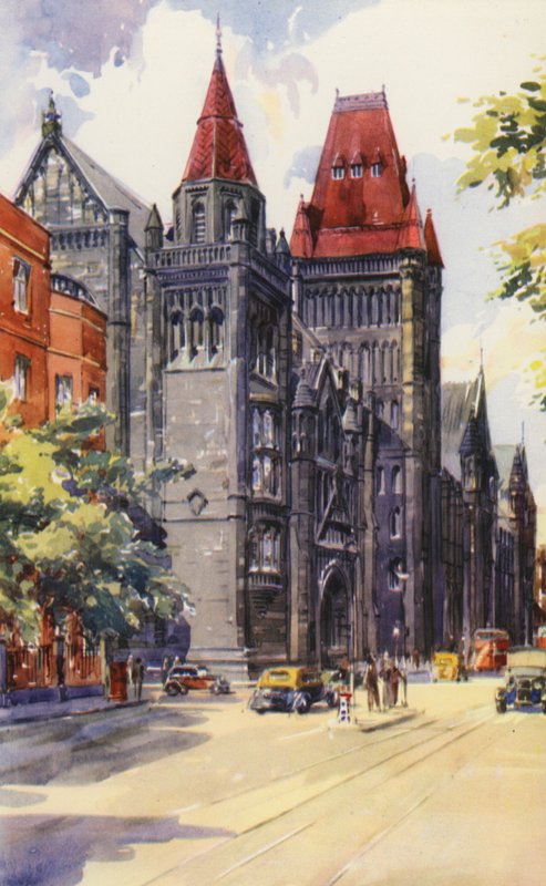 Universidade de Manchester (lito a cores) de English School