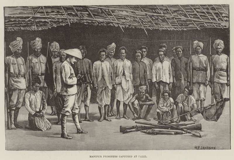 Prisioneiros Manipur capturados no Palel (gravura) de English School