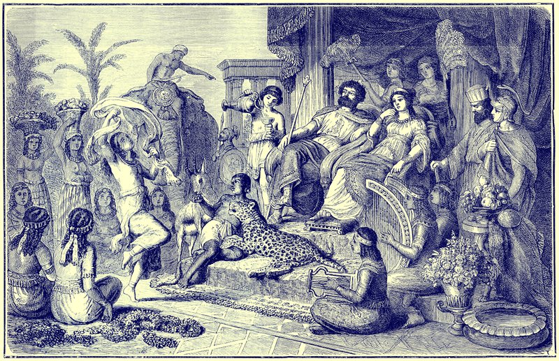 Maneiras e costumes da Grécia posterior - uma casa festiva, ilustração da História Ilustrada do Mundo, publicada em 1880 (imagem digitalmente aprimorada) de English School