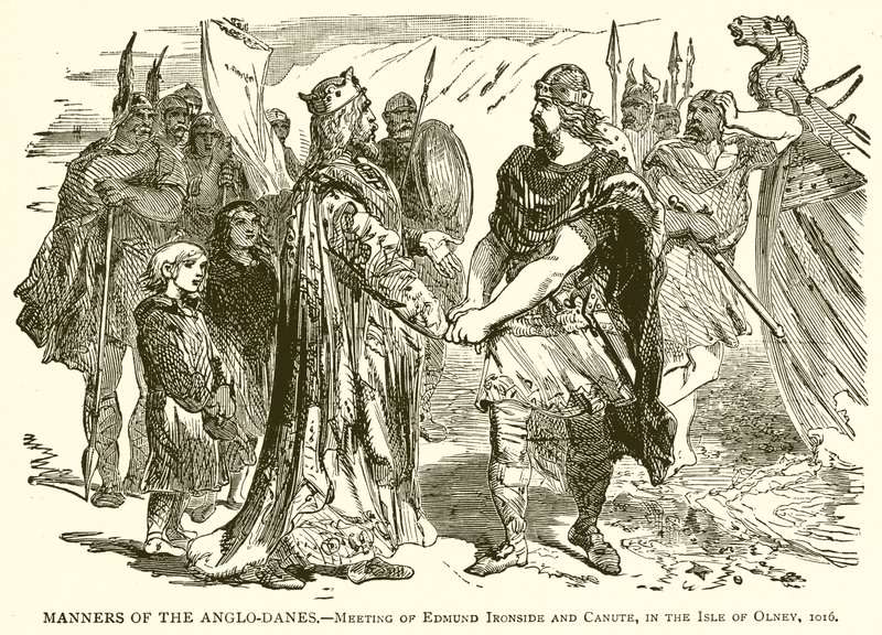 Maneiras dos anglo-dinamarqueses. - Encontro de Edmund Ironside e Canute, na ilha de Olney, 1016 de English School