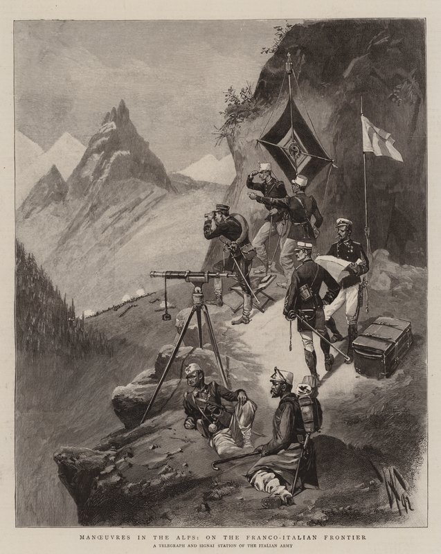Manobras nos Alpes, na Fronteira Franco-Italiana (gravura) de English School