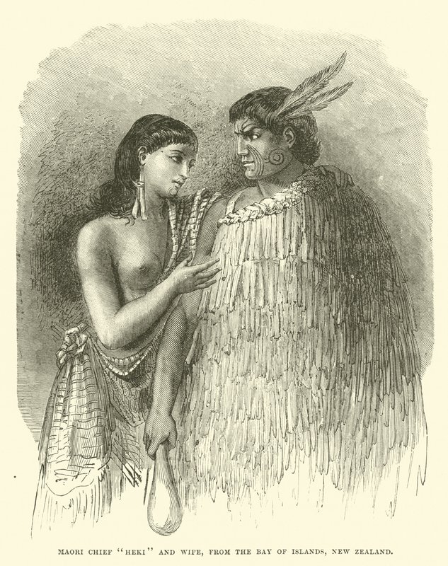 Chefe Maori Heki e esposa, da Baía das Ilhas, Nova Zelândia de English School