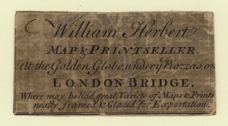 Mapa e Printseller, William Herbert, cartão comercial de English School