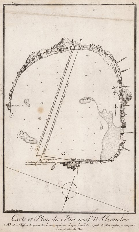 Mapa e planta do porto de Alexandre, Egito de English School