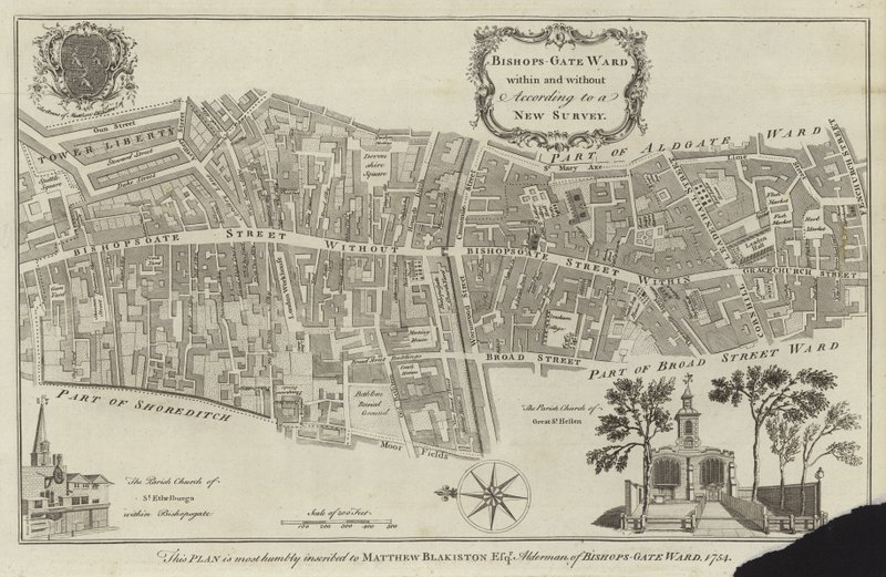 Mapa de Bishopsgate Ward, London de English School