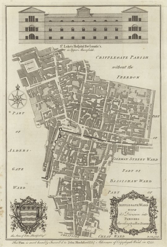Mapa de Cripplegate Ward, London de English School