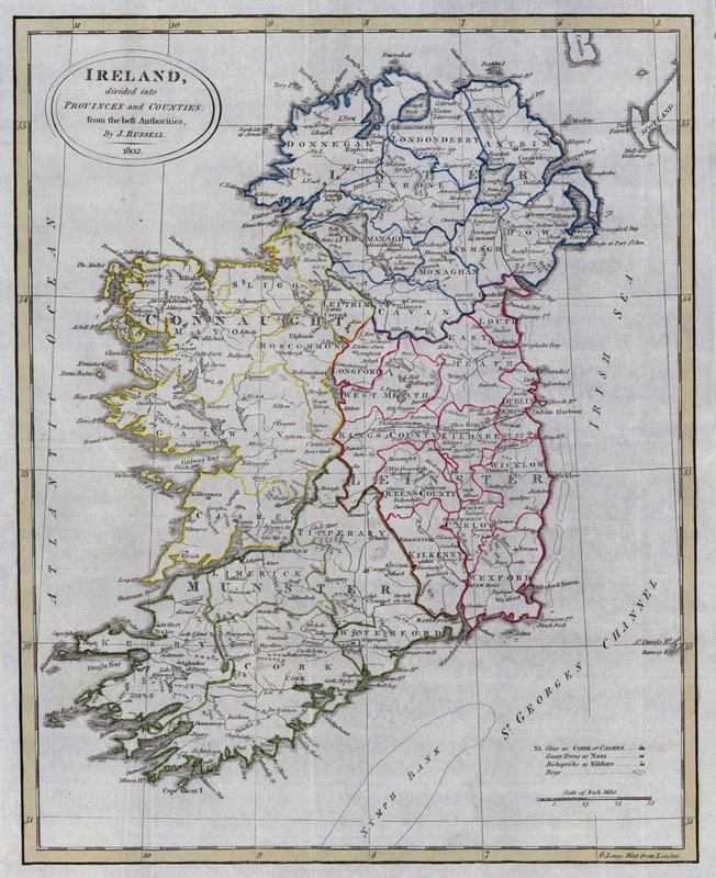 Mapa da Irlanda (gravação a cores) de English School