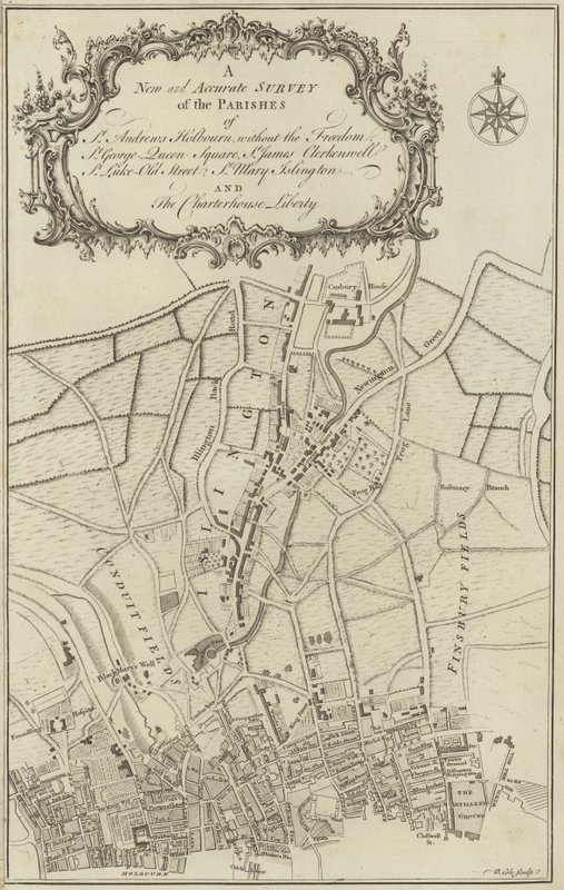 Mapa de Islington, Clerkenwell, Holborn e Finsbury de English School