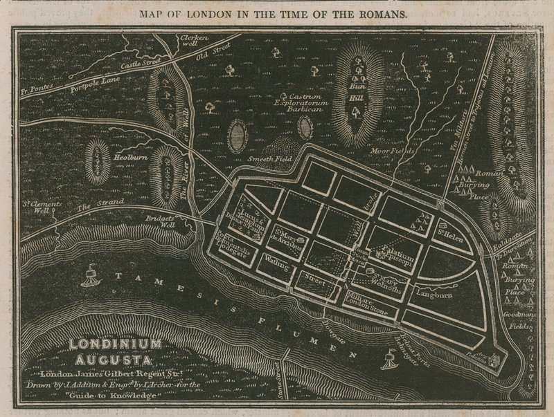Mapa de Londres no tempo dos romanos de English School