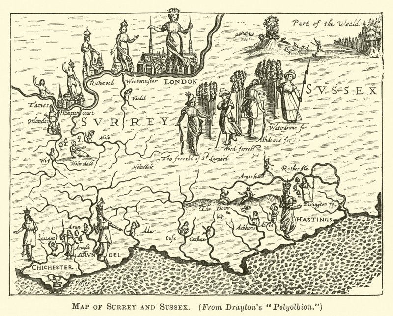 Mapa de Surrey and Sussex de English School