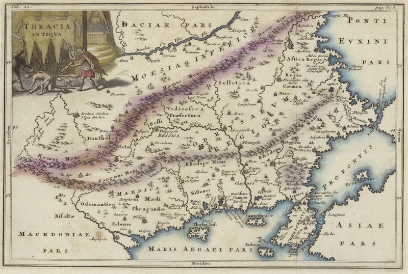 Mapa, Thracia, (color, engraving) de English School