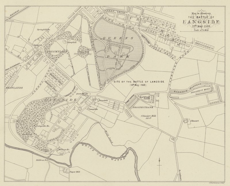 Mapa para ilustrar A Batalha de Langside de English School