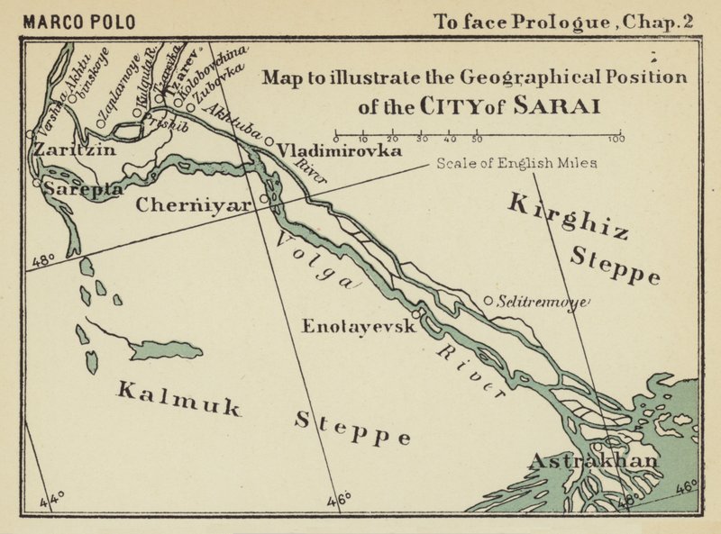 Mapa para ilustrar a posição geográfica da cidade de Sarai (litografia) de English School