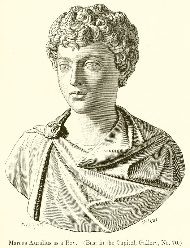 Marcus Aurelius como um menino. (Busto no Capitólio, Galeria, nº 70) de English School