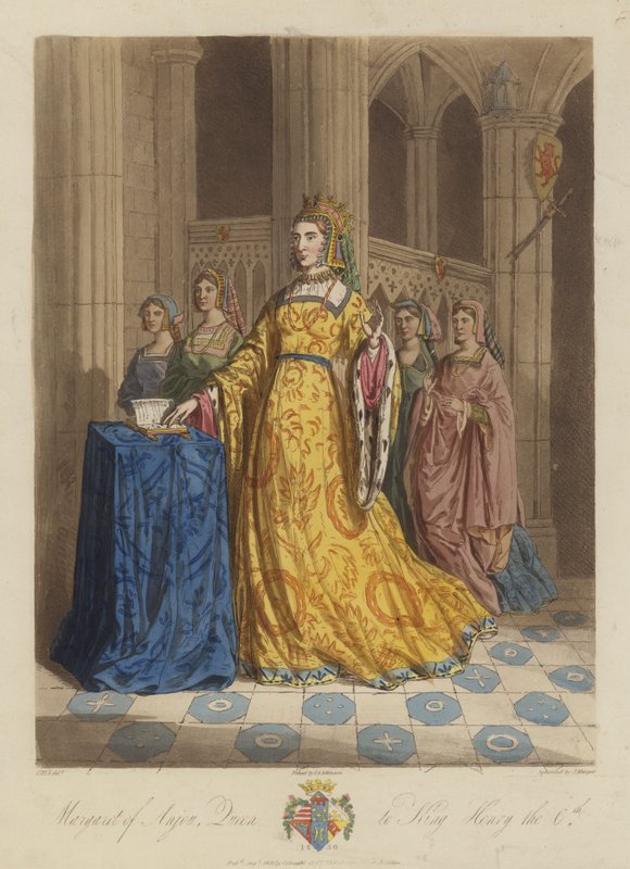 Margarida de Anjou, Rainha do Rei Henrique VI de Inglaterra (aquatint) de English School