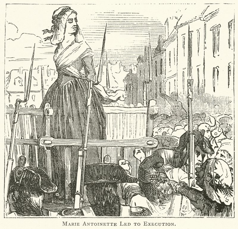 Maria Antonieta levada à execução (gravura) de English School
