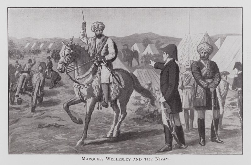 Marquess Wellesley e o Nizam (litho) de English School