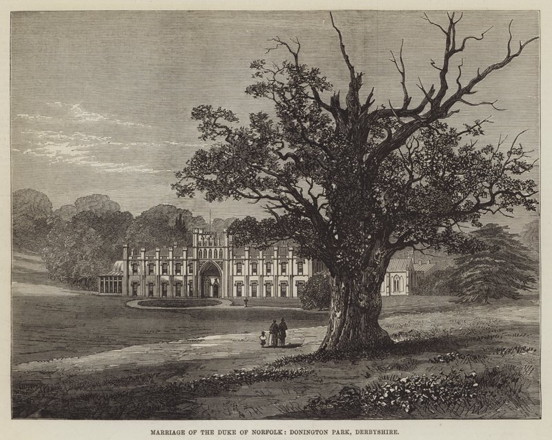Casamento do Duque de Norfolk, Donington Park, Derbyshire (gravura) de English School