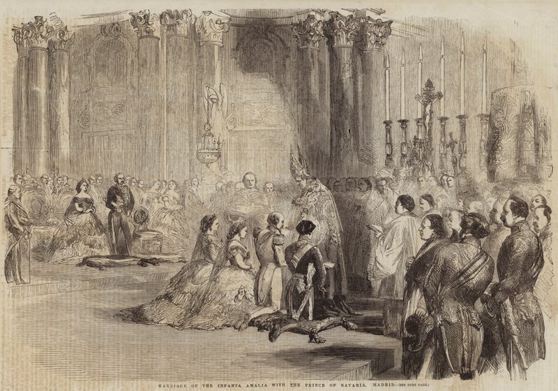 Casamento da Infanta Amália com o Príncipe da Baviera, Madrid (gravura) de English School