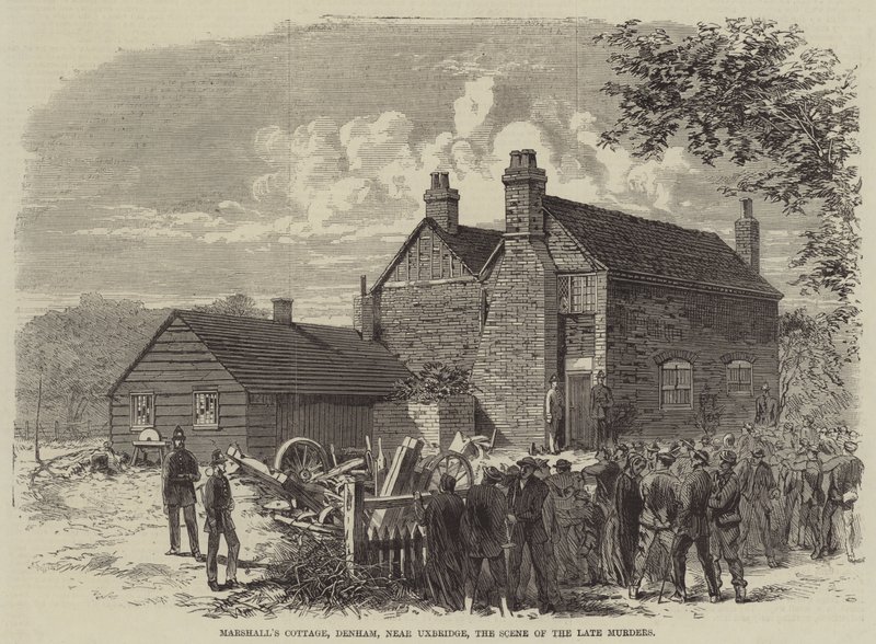 O chalé de Marshall, Denham, perto de Uxbridge, a cena dos últimos assassinatos de English School
