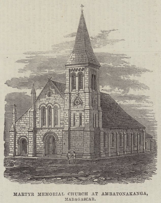 Igreja Memorial dos Mártires em Ambatonakanga, Madagáscar (gravura) de English School
