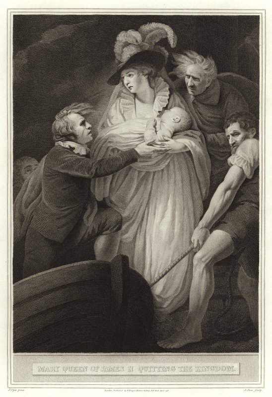 Maria Rainha de James II Deixando o Reino de English School