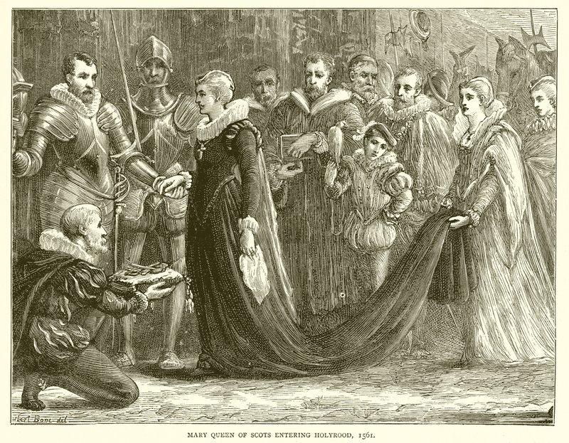 Maria Rainha dos Escoceses entrando em Holyrood, 1561 de English School