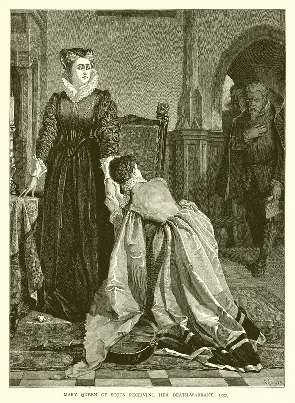 Maria Rainha dos Escoceses recebendo sua sentença de morte, 1557 de English School