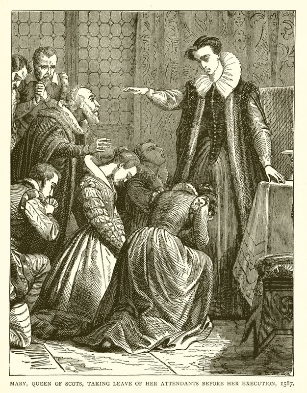 Maria, rainha dos escoceses, tirando licença de seus assistentes antes de sua execução, 1587 de English School