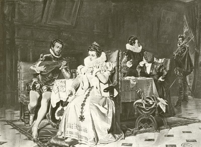 Mary Stuart e Rizzio (gravura) de English School