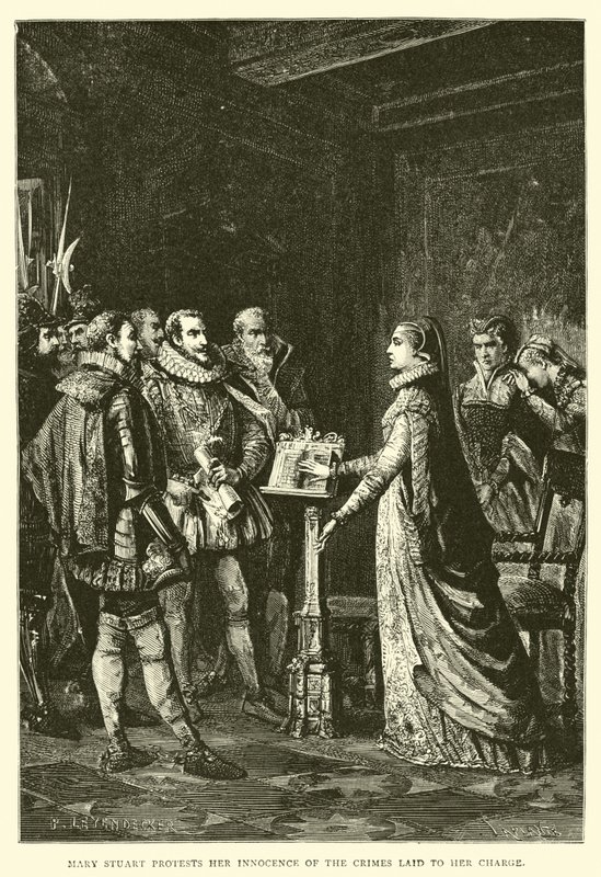 Mary Stuart protesta sua inocência dos crimes que lhe foram impostos de English School
