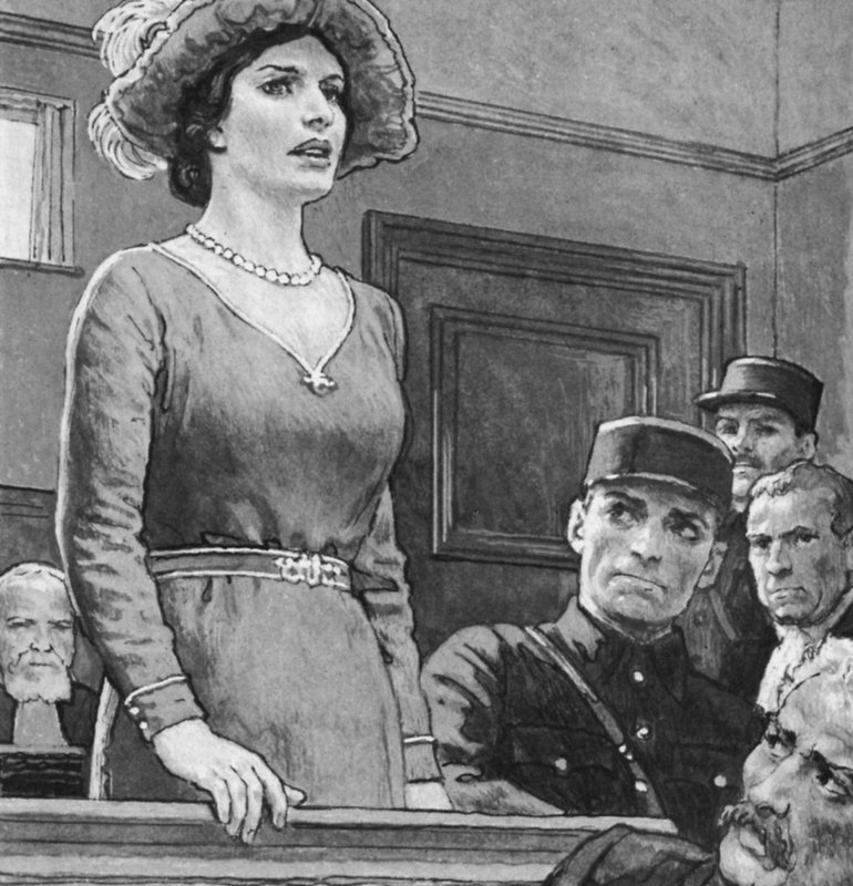 Mata Hari, em julgamento (litho) de English School