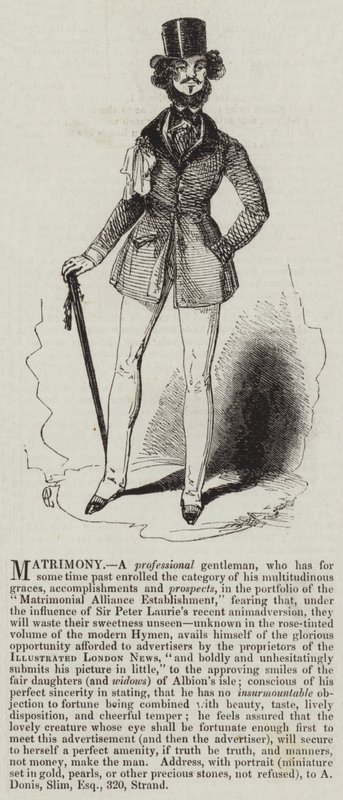 Matrimônio, um cavalheiro profissional (gravura) de English School