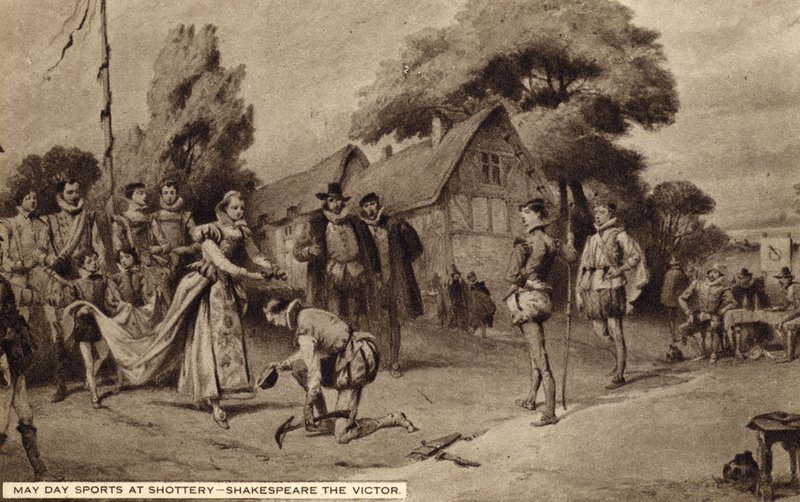 May Day Sports at Shottery, William Shakespeare o vitorioso (litho) de English School