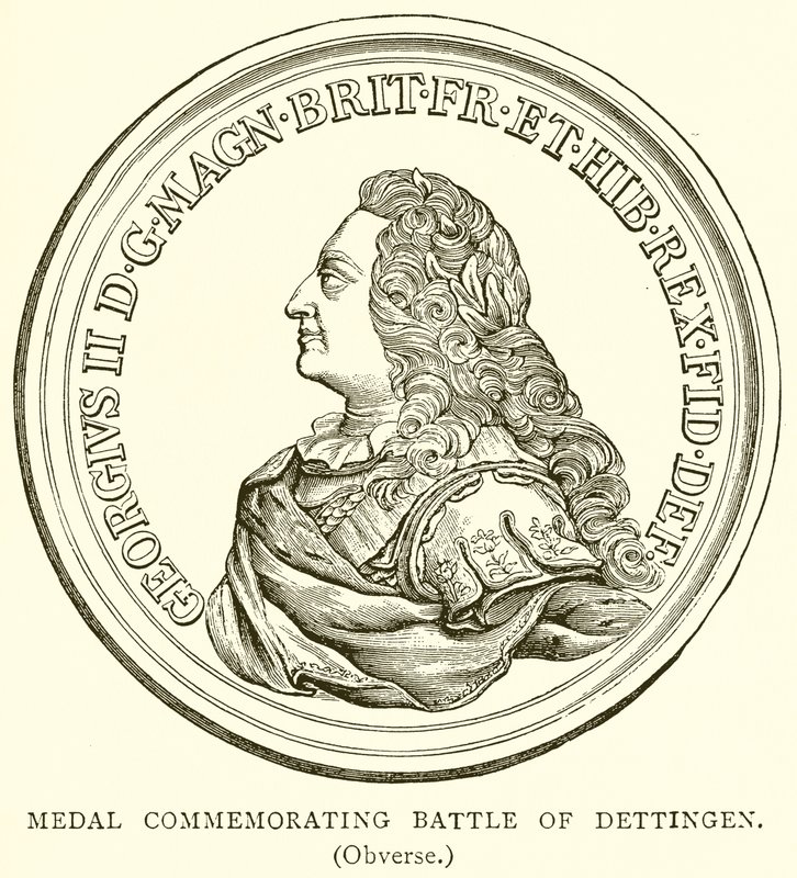 Medalha de comemoração da batalha de Dettingen. (Anverso) de English School