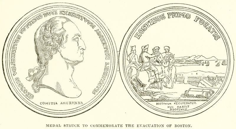 Medalha atingida para comemorar a evacuação de Boston de English School
