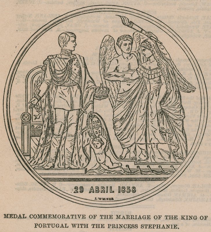 Medalha comemorativa do casamento do rei de Portugal com a princesa Stephanie de English School