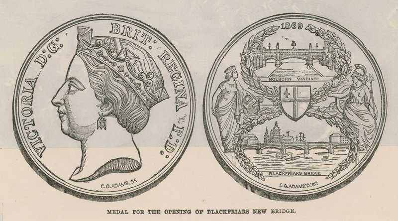 Medalha pela abertura da nova ponte Blackfriars, Londres de English School