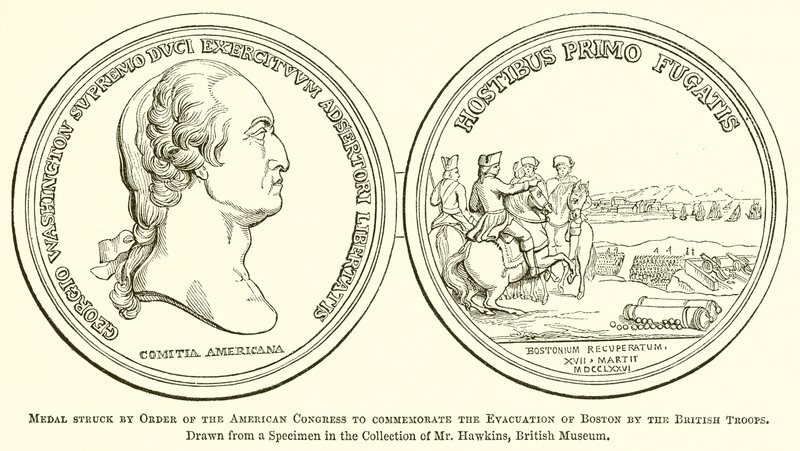 Medalha atingida pela Ordem do Congresso Americano para Comemorar a Evacuação de Boston pelas Tropas Britânicas de English School