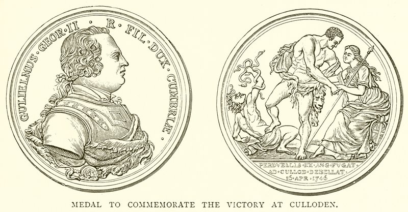 Medalha para comemorar a vitória em Culloden de English School
