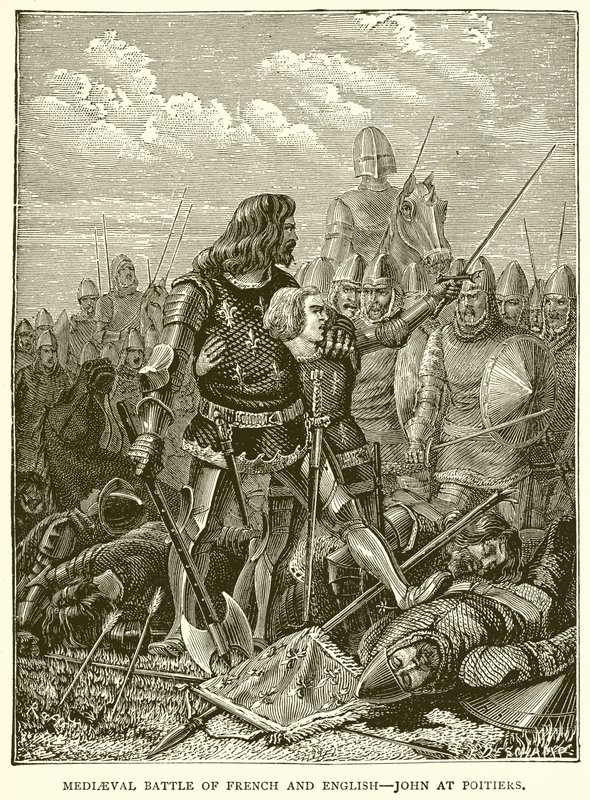 Batalha medieval de francês e inglês - John em Poitiers de English School