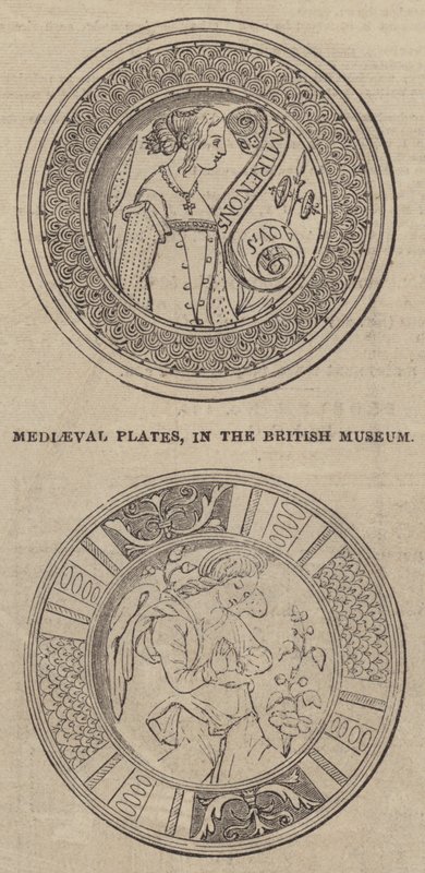Placas medievais, no Museu Britânico (gravura) de English School